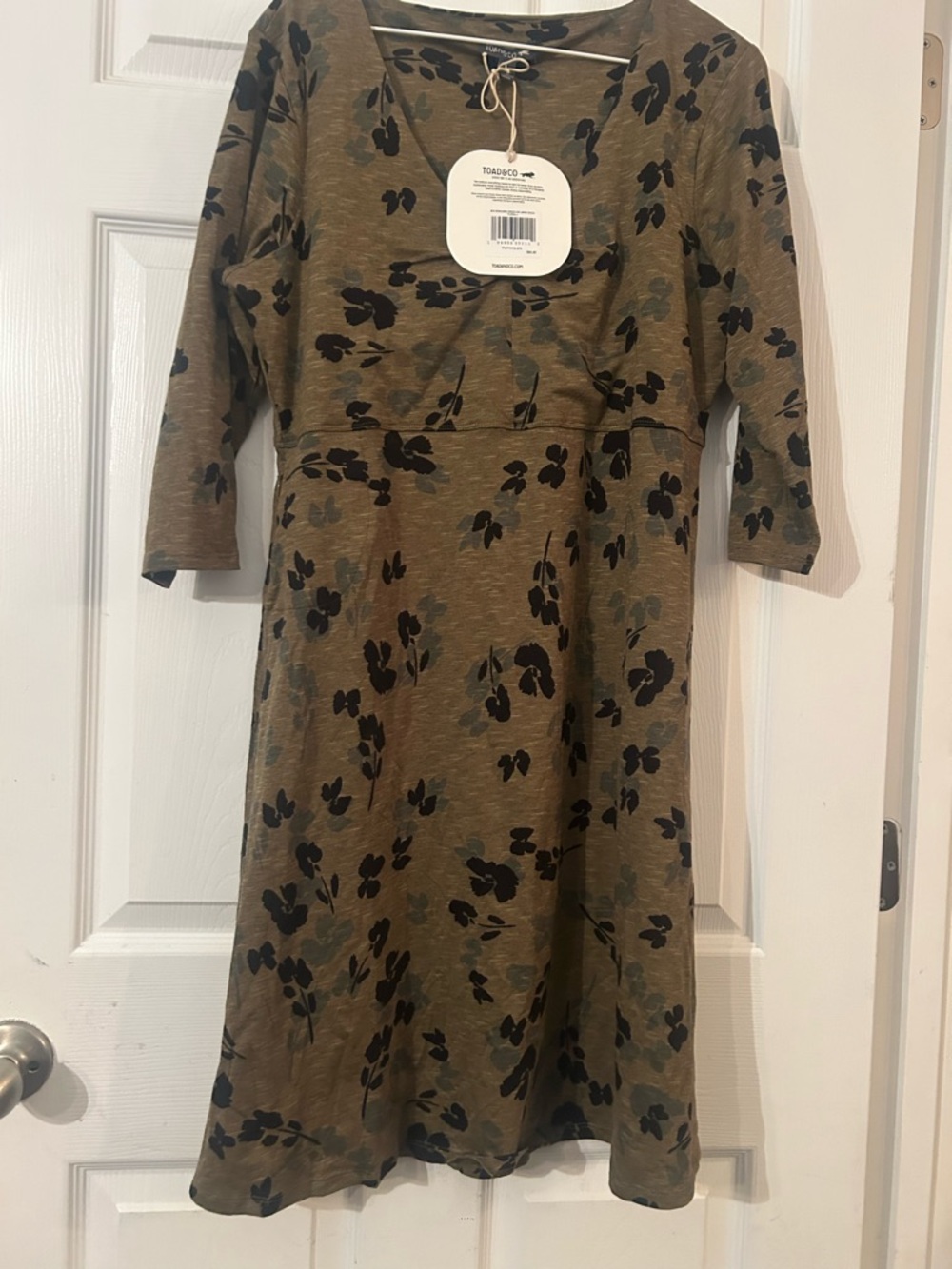 Toad&Co Olive Green Floral Knit dress